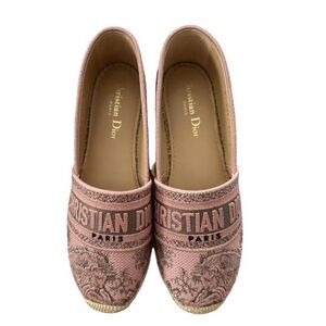 Dior Blush Pink Embroidered Canvas Espadrilles